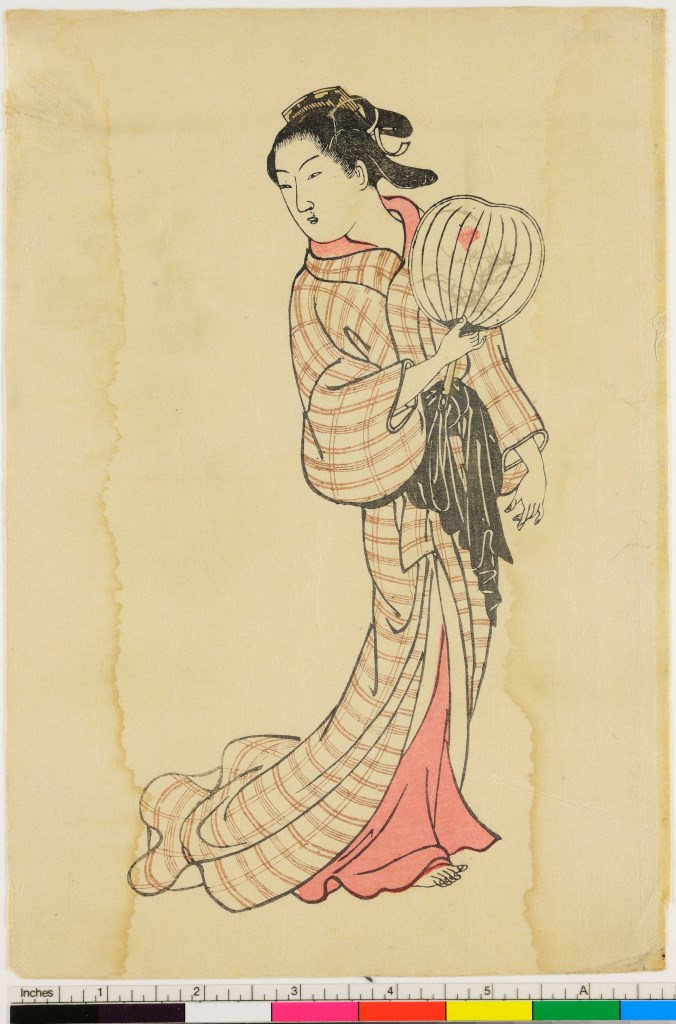 beltà con ventaglio (stampa, serie) di Katsukawa Shunshō - ambito giapponese (sec. XVIII)