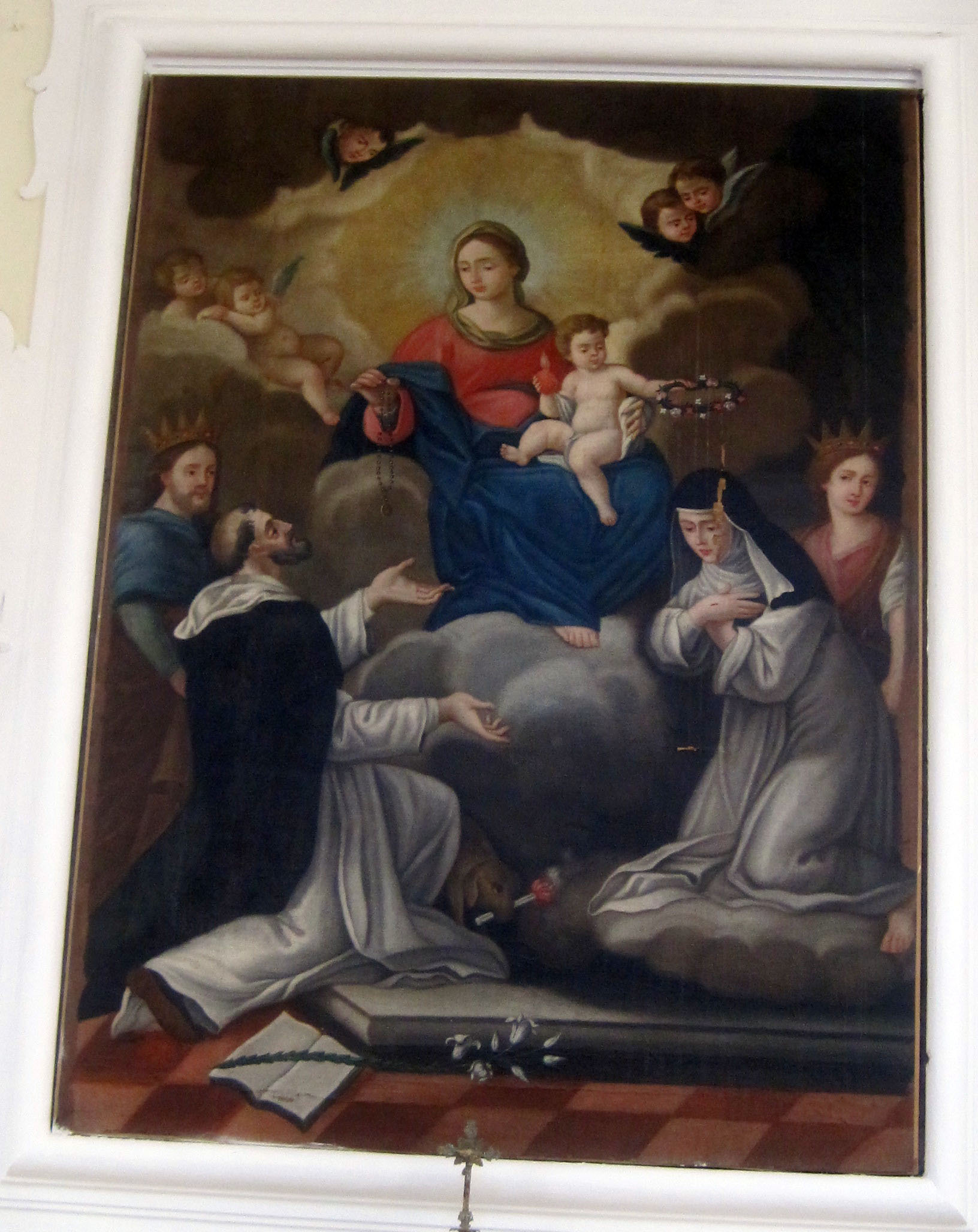Madonna del Rosario con San Domenico e Santa Caterina da Siena (dipinto) - ambito calabrese (fine sec. XVI, sec. XVII)