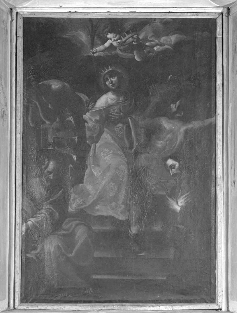 martirio di Santa Caterina d'Alessandria, San Giuseppe e San Francesco d'Assisi (dipinto) - ambito senese (sec. XVII)