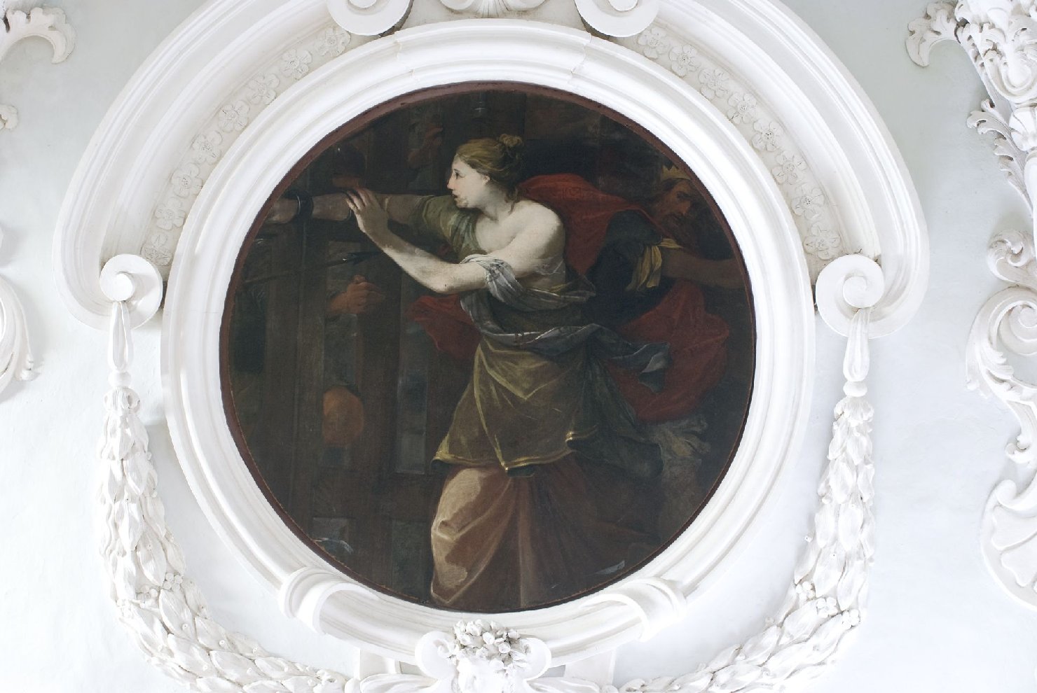 Caterina di Duglas infila il braccio nel catenaccio della porta (dipinto, elemento d'insieme) - ambito ferrarese (sec. XVIII)