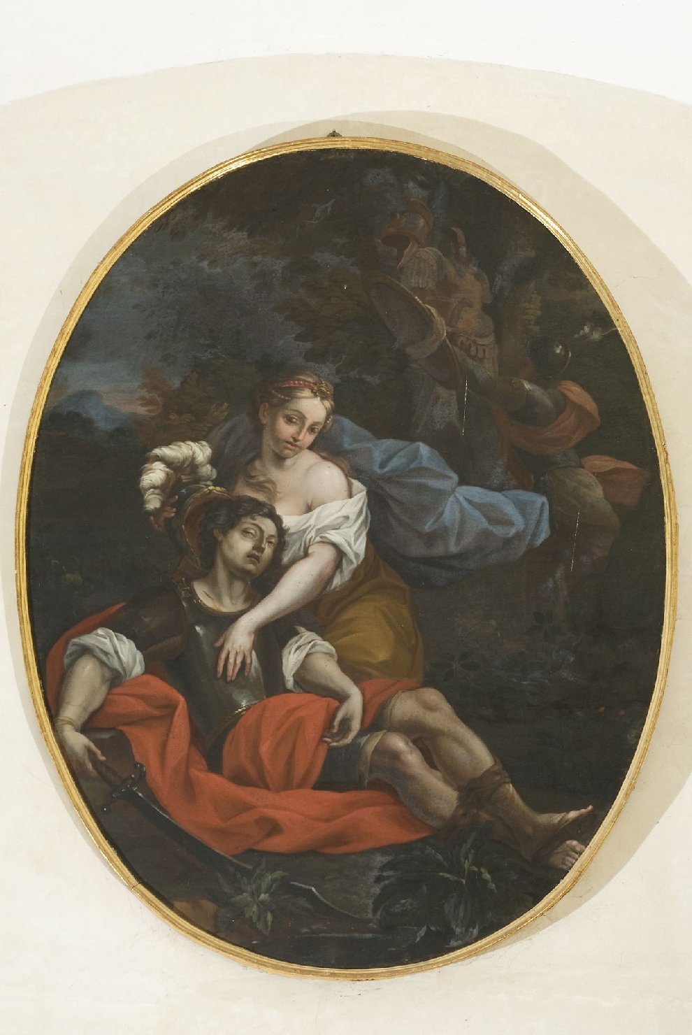 Angelica cura le ferite di Medoro (dipinto, elemento d'insieme) di Angelucci, Luca Antonio (attribuito) (fine/ inizio secc. XVII/ XVIII)