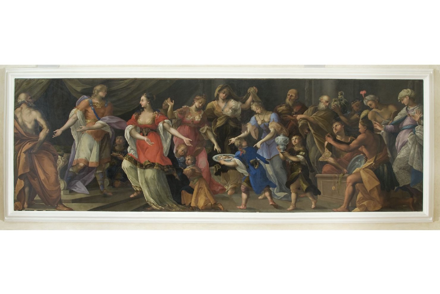 Salomone e la regina di Saba (dipinto, elemento d'insieme) di Battini Mattia (attribuito) (fine/ inizio, inizio secc. XVII/ XVIII, sec. XVIII)