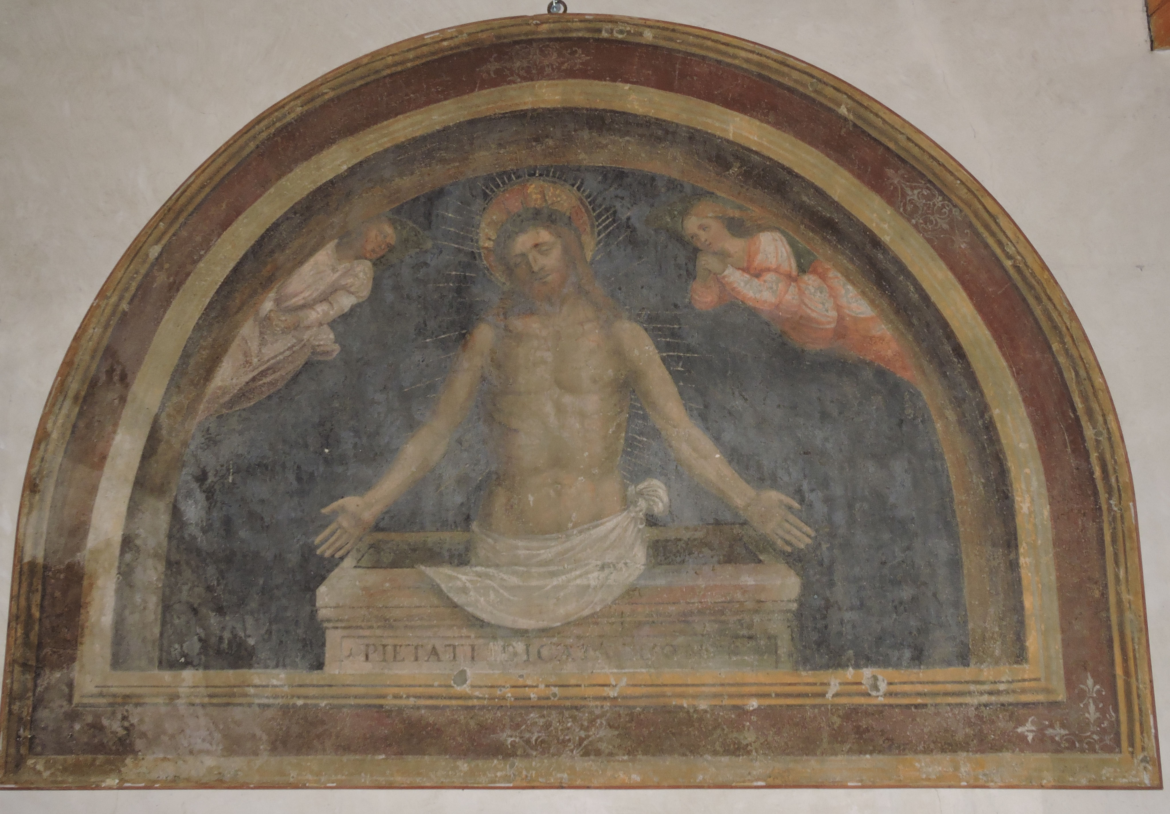 Pietà, Cristo in pietà con angeli (dipinto) - ambito bergamasco (primo quarto sec. XVI)