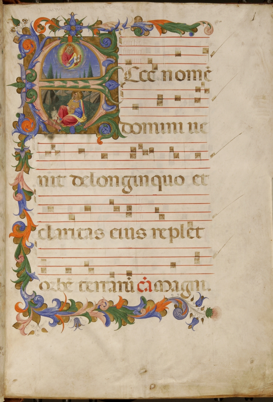 David musico in paesaggio pastorale (miniatura) di Strozzi Zanobi di Benedetto, Torelli Filippo (sec. XV)
