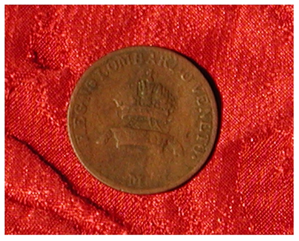 moneta - centesimo - ambito italiano (primo quarto sec. XIX d.C)