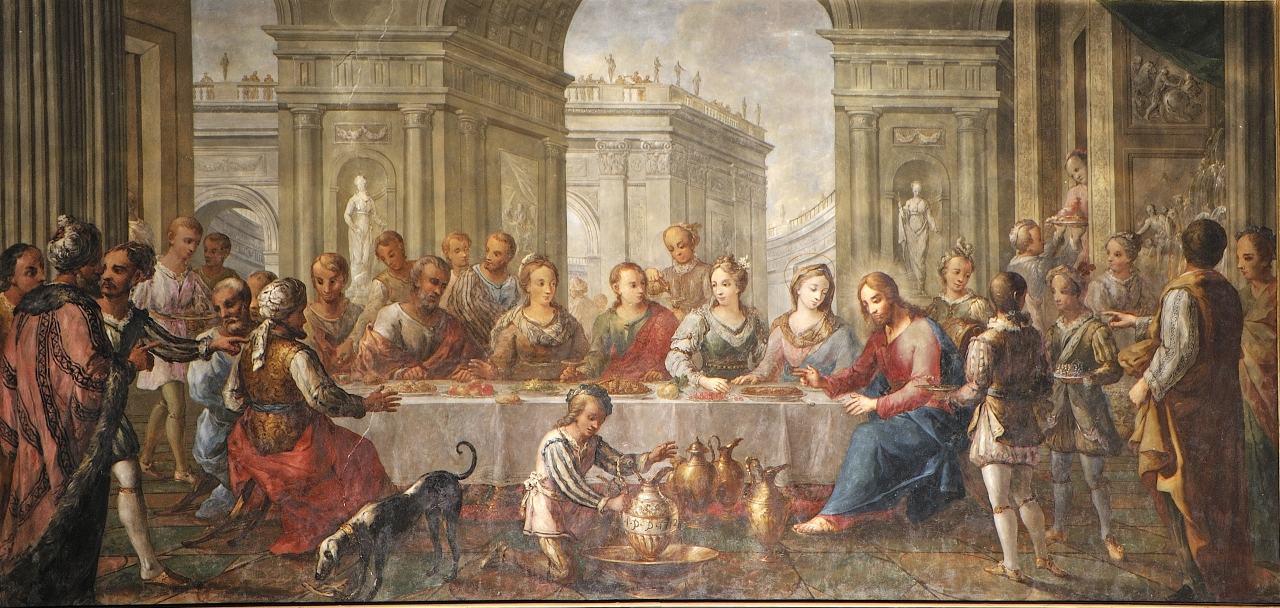 nozze di Cana (dipinto murale) di Parocel Ignace Jacques (sec. XVIII)