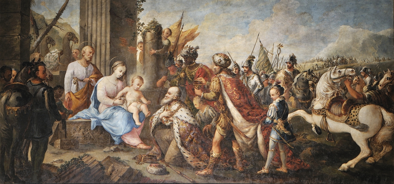 adorazione dei Re Magi (dipinto murale) di Parocel Ignace Jacques (sec. XVIII)