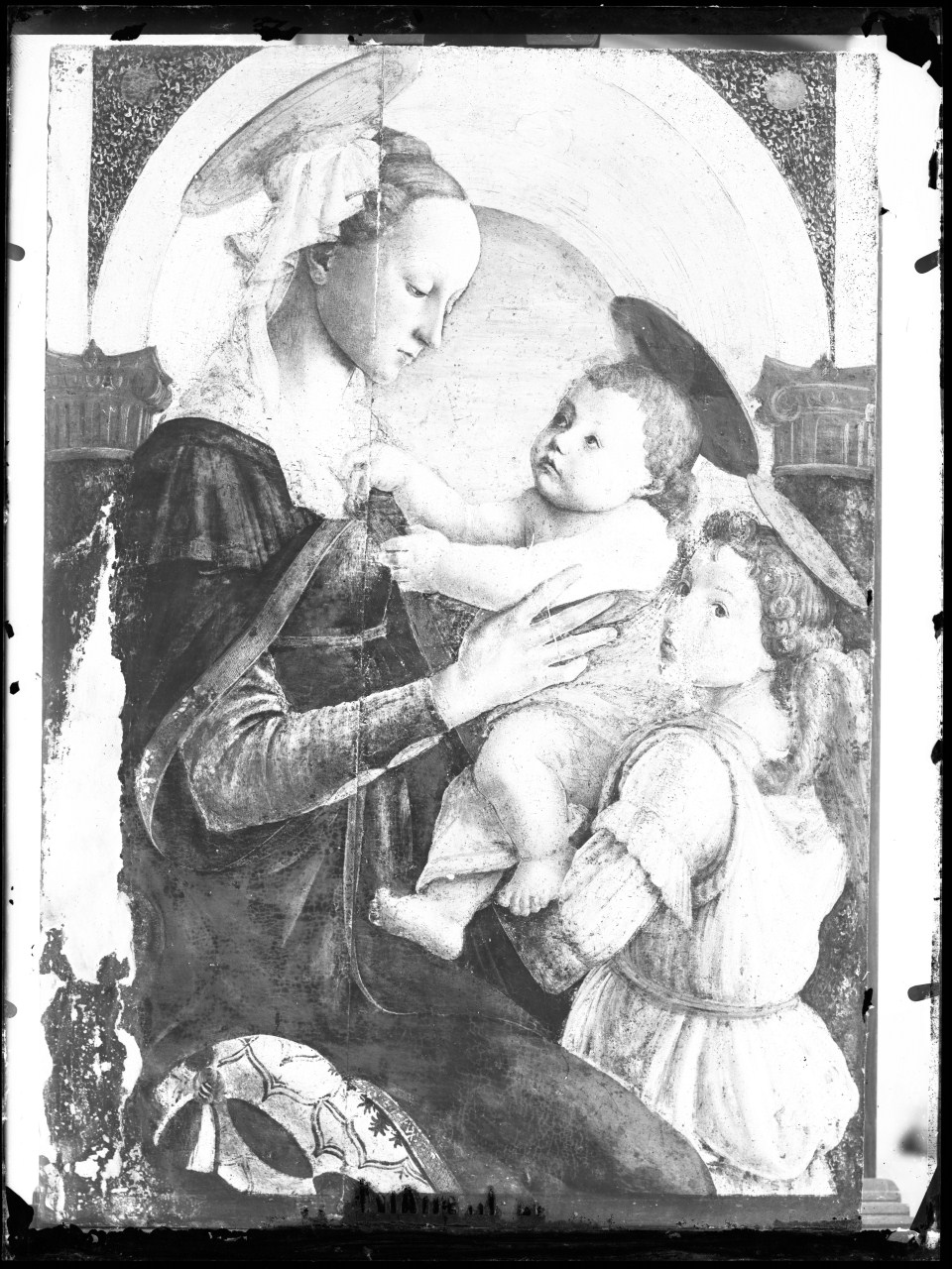 Madonna con Bambino e angelo; tempera su tavola; S. Botticelli (negativo) di Botticelli, Vermehren, Augusto (prima metà XX)