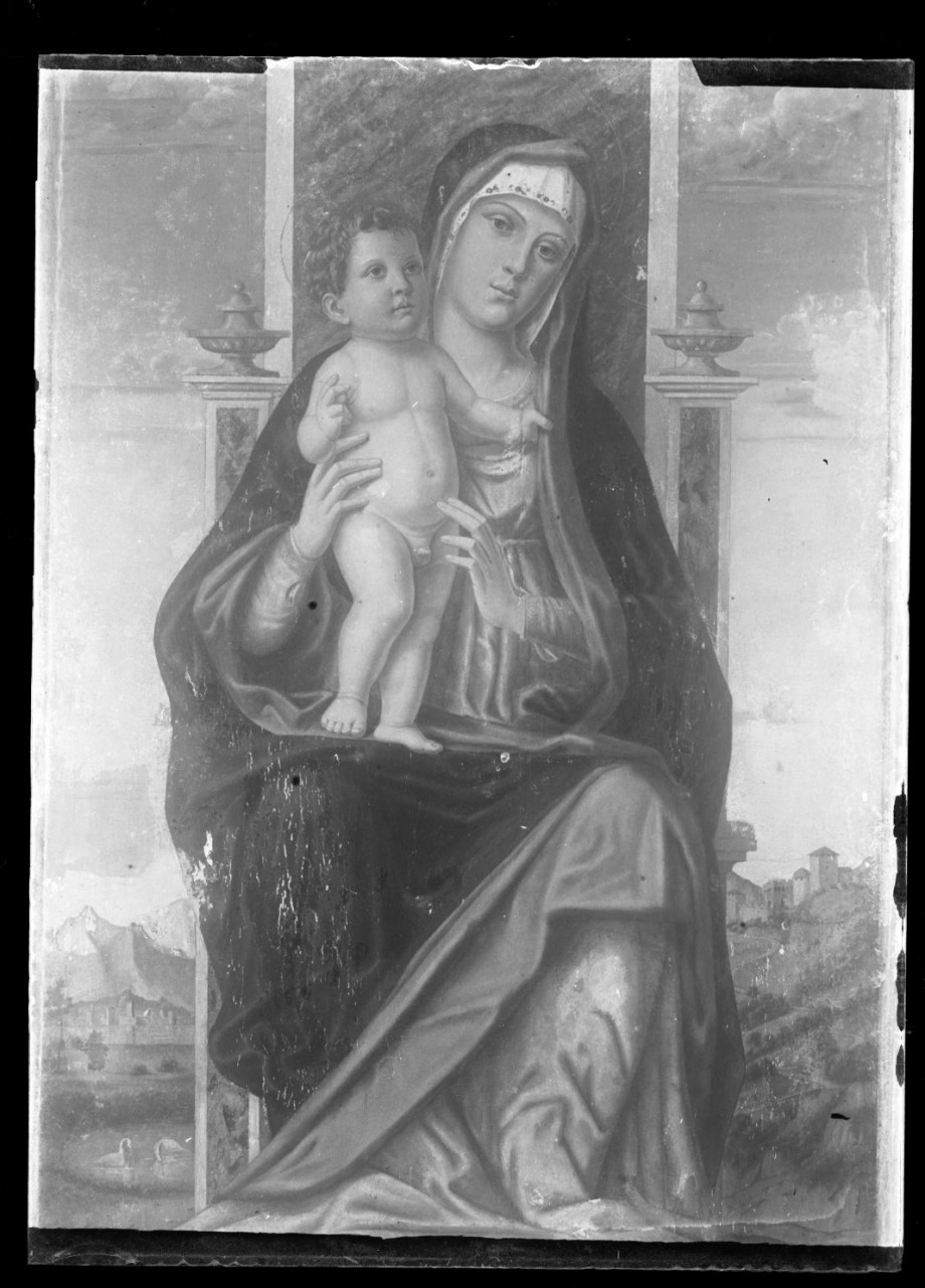 Madonna con Bambino; dipinto su tavola; scuola veneta (negativo) di Vermehren, Augusto - ambito veneto (prima metà XX)