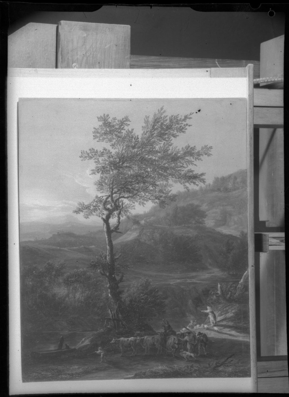 Paesaggio con pastori e armenti; olio su rame; L. Agricola (negativo) di Agricola Christoph Ludwig, Vermehren, Augusto (seconda metà XX)