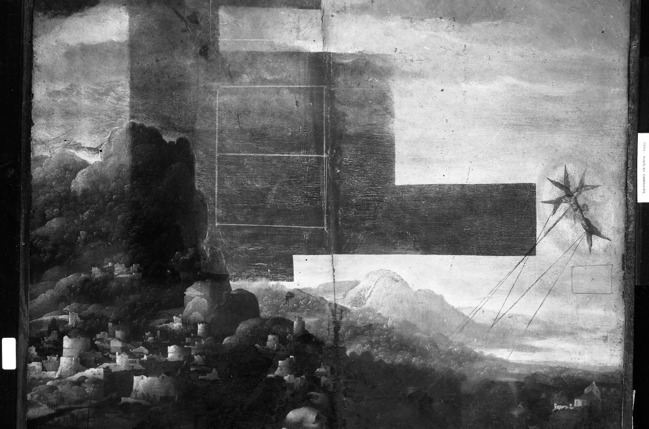 San Francesco d'Assisi riceve le stimmate; olio su tavola; Scorel - dettaglio parte superiore (negativo) di Scorel Jan van, Vermehren, Augusto (terzo quarto XX)