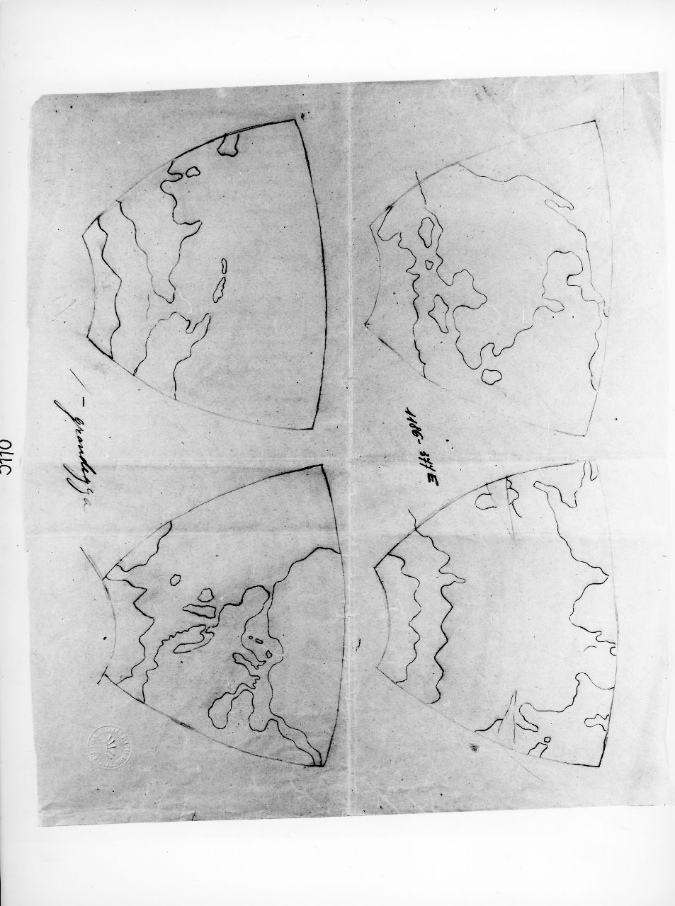sviluppi lineari di sezione di vaso con carte geografiche (disegno) di Ponti Giovanni (sec. XX)