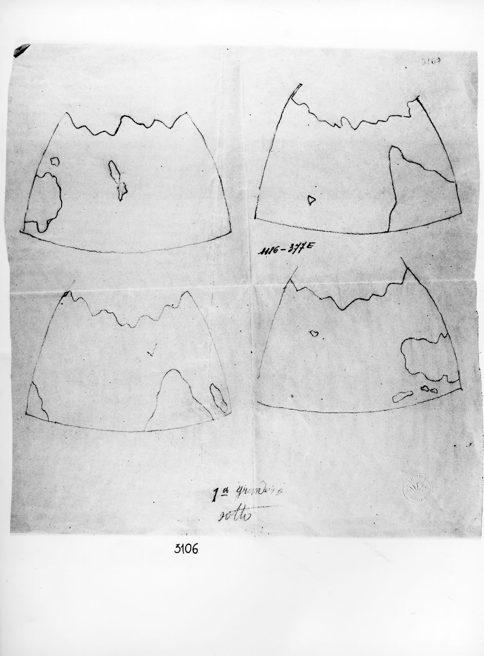 sviluppi lineari di sezione di vaso con carte geografiche (disegno) di Ponti Giovanni (sec. XX)