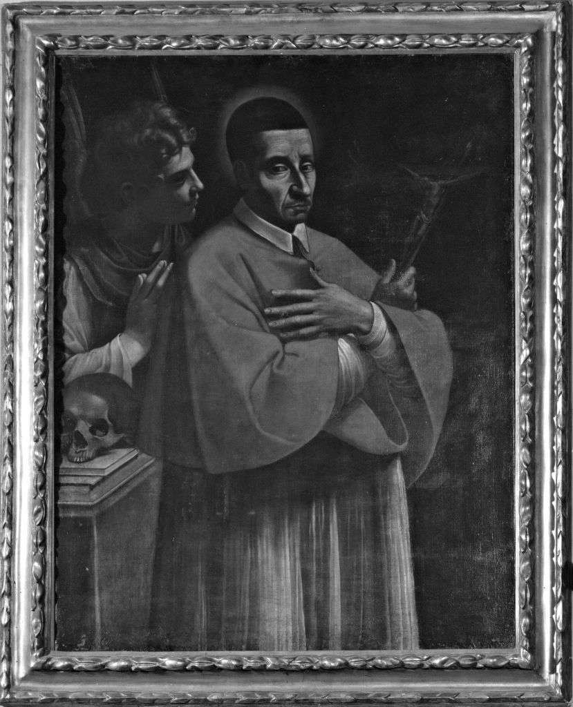 San Carlo Borromeo con un angelo (dipinto) - ambito emiliano (sec. XVII)