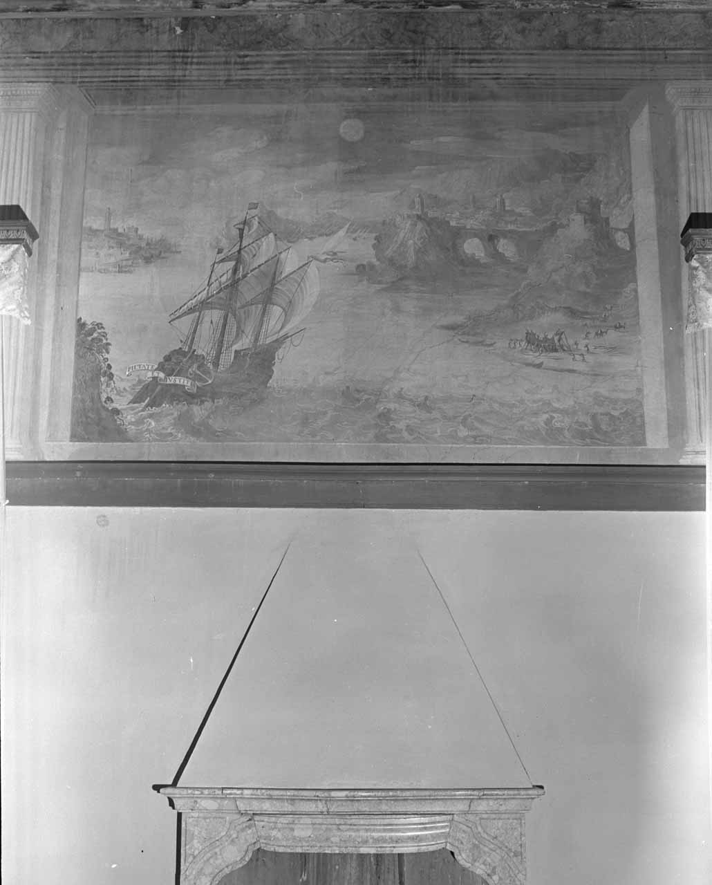 Paesaggio con vascello (dipinto) di Toeput Lodewijk detto Pozzoserrato (sec. XVI)