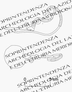 fibula serpeggiante con staffa a disco (seconda metà IX sec. a.C)