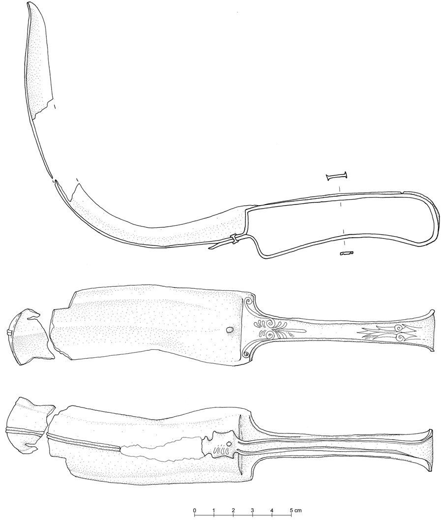 strigile con stampiglio sul manico (IV sec. a.C)