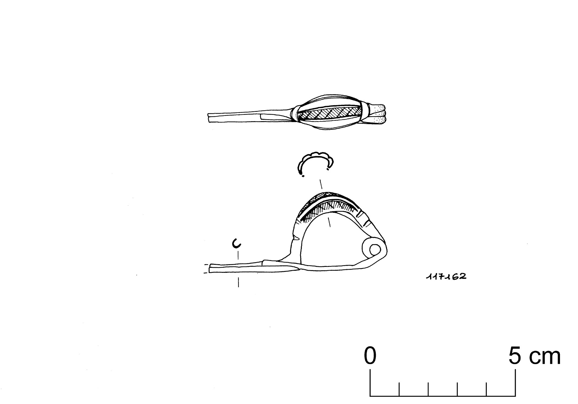 fibula a navicella con staffa allungata (VII sec. a.C)