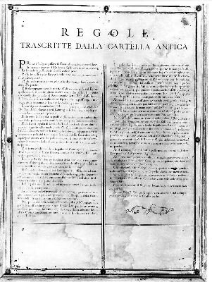 Regole trascritte dalla cartella antica, Regole del gioco del trucco (manoscritto) - produzione toscana (prima metà sec. XIX)