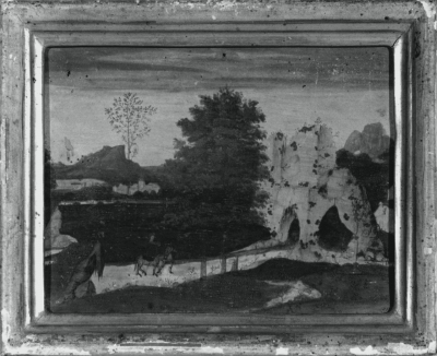 paesaggio nordico con figure (dipinto) di Bles Herri met de (attribuito) (prima metà sec. XVI)