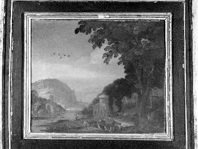 paesaggio campestre con figure (dipinto) - ambito toscano (seconda metà sec. XVII)