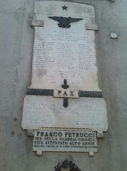 lapide commemorativa ai caduti, opera isolata - ambito Italia centrale (secondo quarto sec. XX)