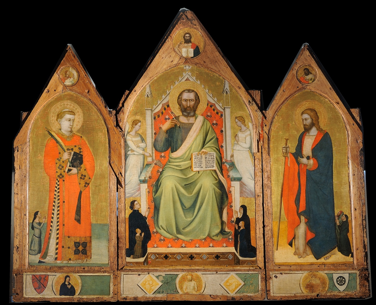 San Matteo in trono tra San Lorenzo e San Giacomo Maggiore (trittico) di Puccio di Simone (sec. XIV)