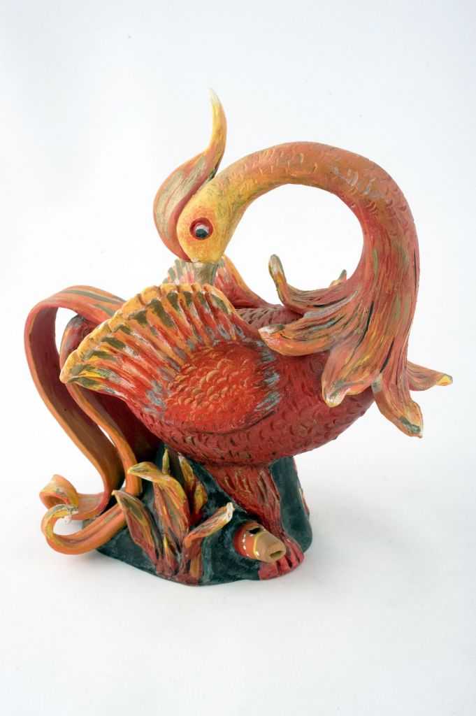 L'uccello di fuoco, uccello (fischietto, a fessura interna, strumenti musicali) di Cassano Pasqua (ceramista) - laboratorio (2006)