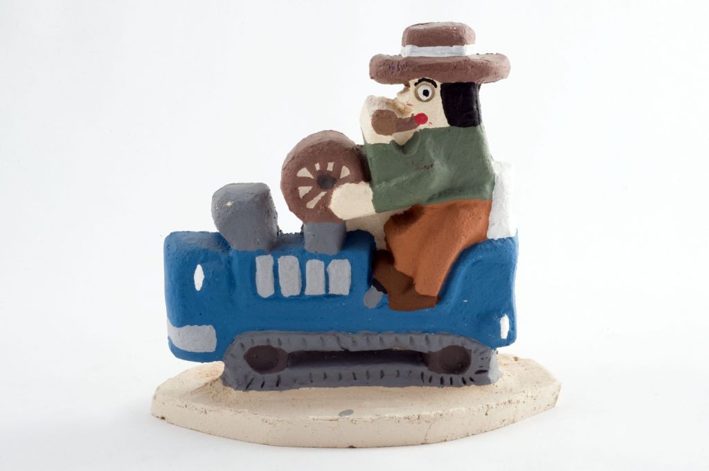 Contadino su trattore, contadino su trattore (fischietto, a fessura interna, strumenti musicali) di Pozzan Carlo Nazca (ceramista) - laboratorio (1997)