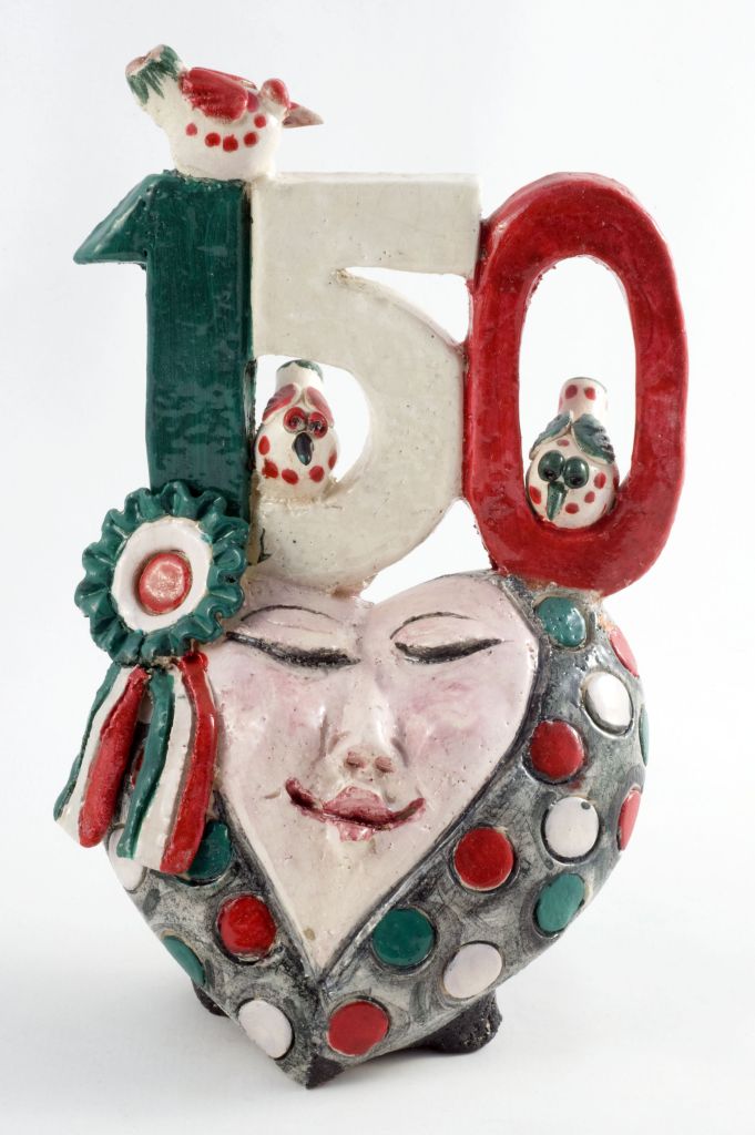 Cuore Italiano, cuore con uccelli (fischietto, a fessura interna, strumenti musicali) di Poloniato Diego (ceramista) - laboratorio (2010)