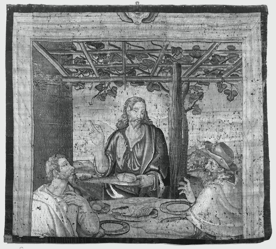 cena in Emmaus (arazzo, frammento) di Allori Alessandro (sec. XVII)