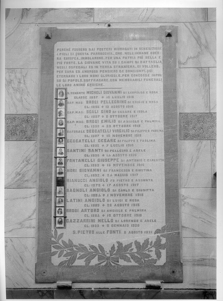 soggetto assente (lapide commemorativa ai caduti) - bottega toscana (sec. XIX)