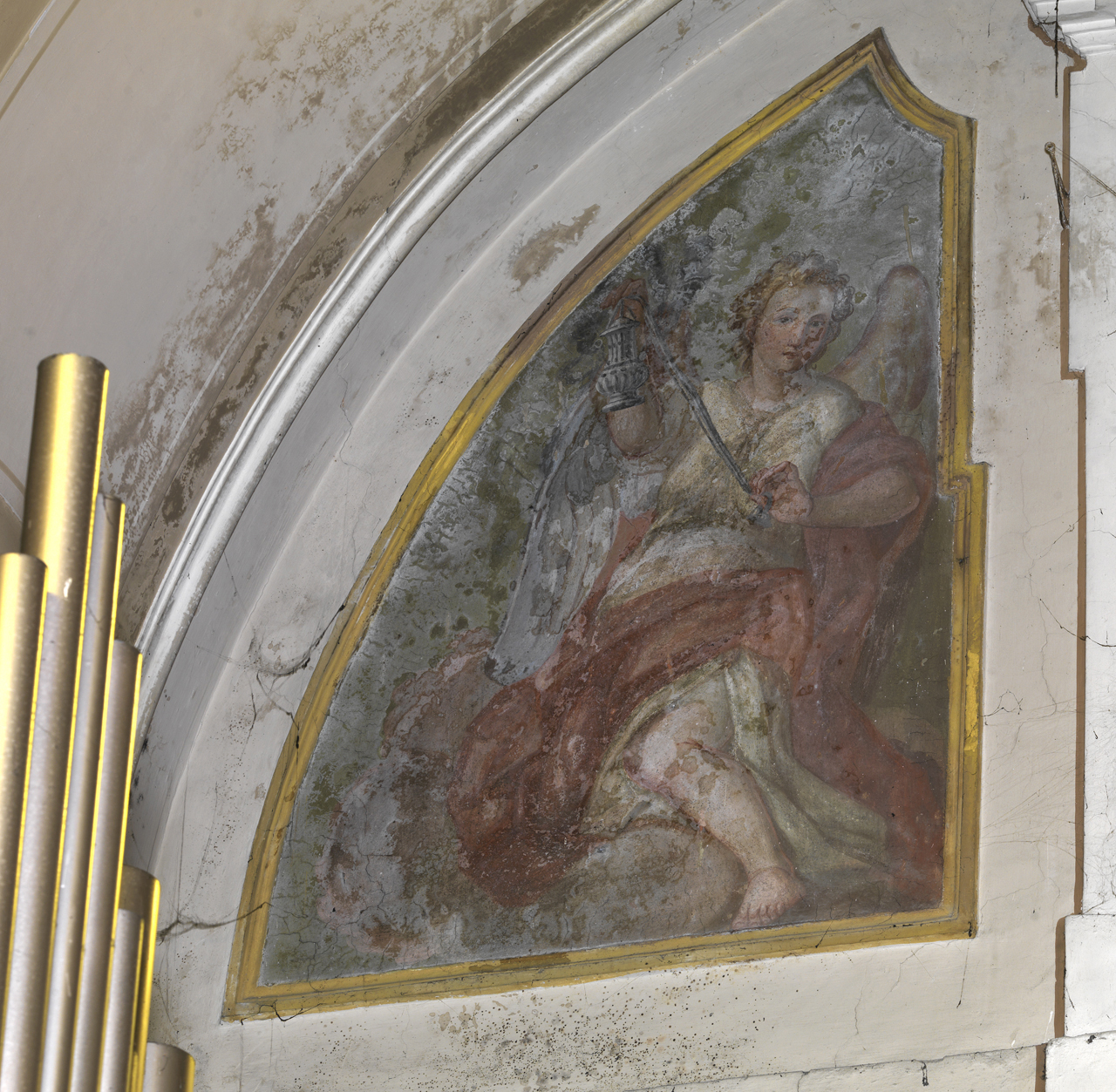 angelo con turibolo; angelo con simbolo della passione (dipinto) - ambito laziale (seconda metà XVIII)