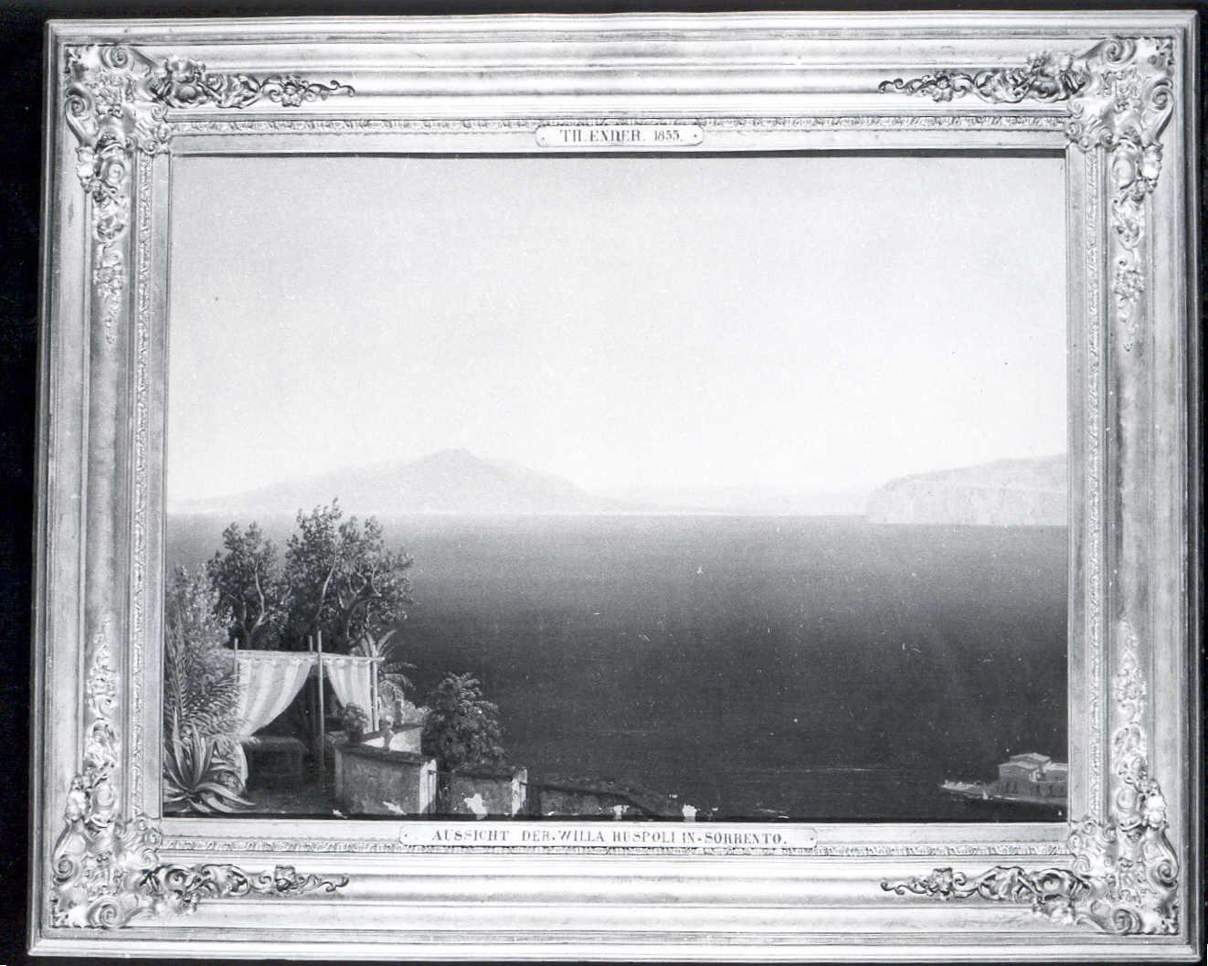 Veduta da Villa Ruspoli in Sorrento, paesaggio marino (dipinto) di Ender Thomas (attribuito) - ambito austriaco (seconda metà sec. XIX)