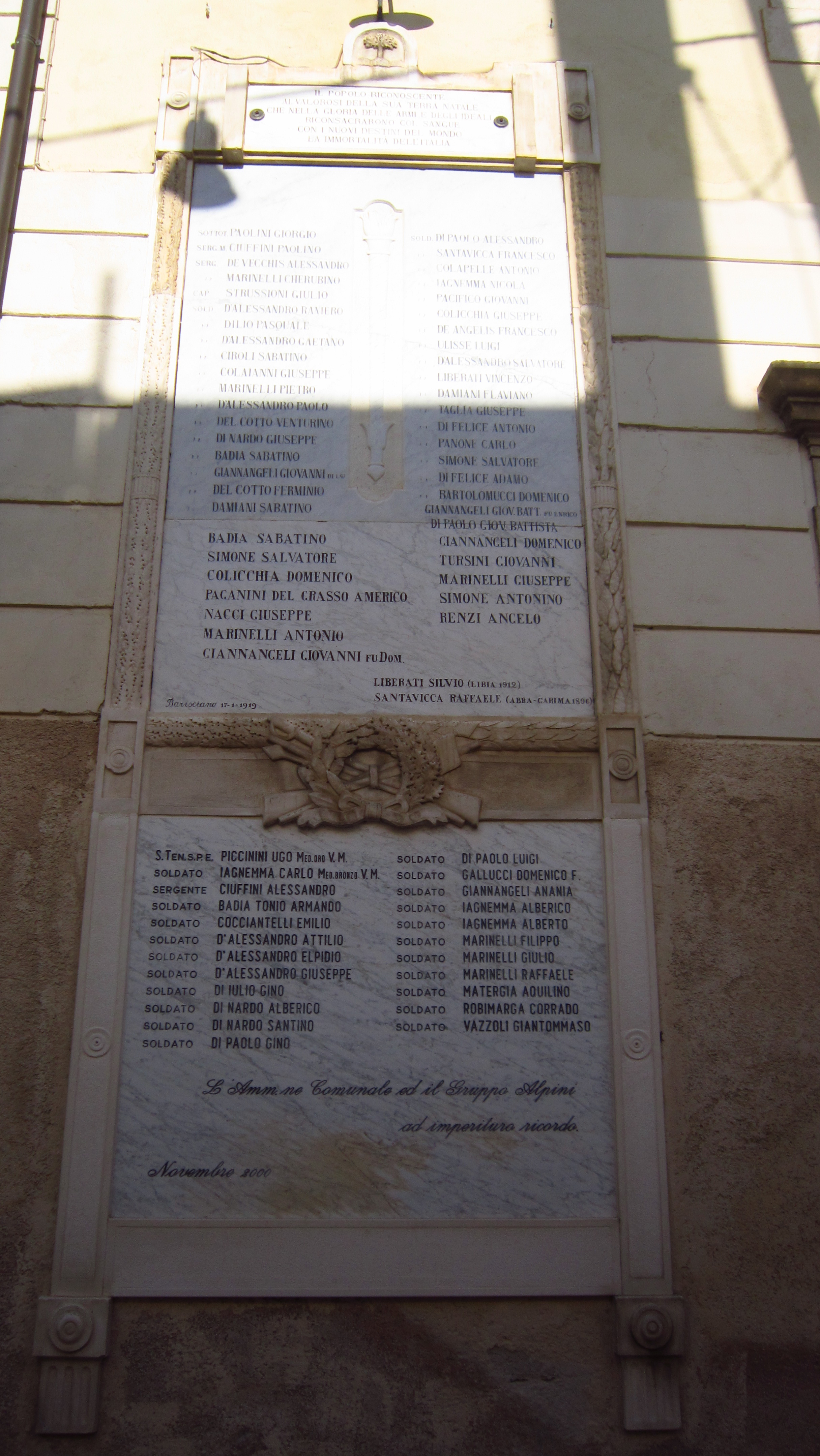 lapide commemorativa ai caduti - ambito abruzzese (XX, XXI)