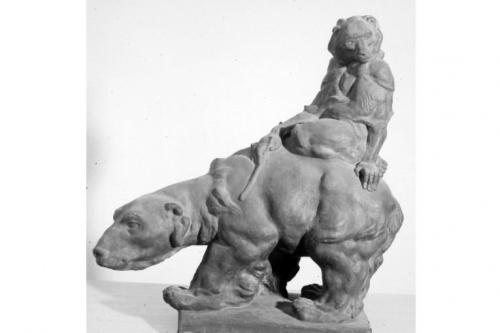 Ercole e l'orso (statuetta) di Baffa Pietro (primo quarto sec. XX)