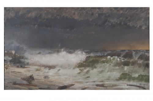 Mare in burrasca, marina con burrasca (dipinto) di De Nittis Giuseppe Gaetano (sec. XIX)
