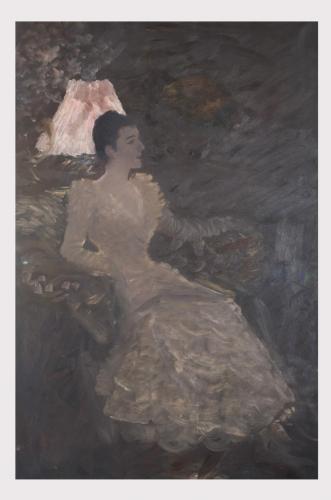 Serata elegante, figura femminile seduta in abito da sera (dipinto) di De Nittis Giuseppe Gaetano (sec. XIX)
