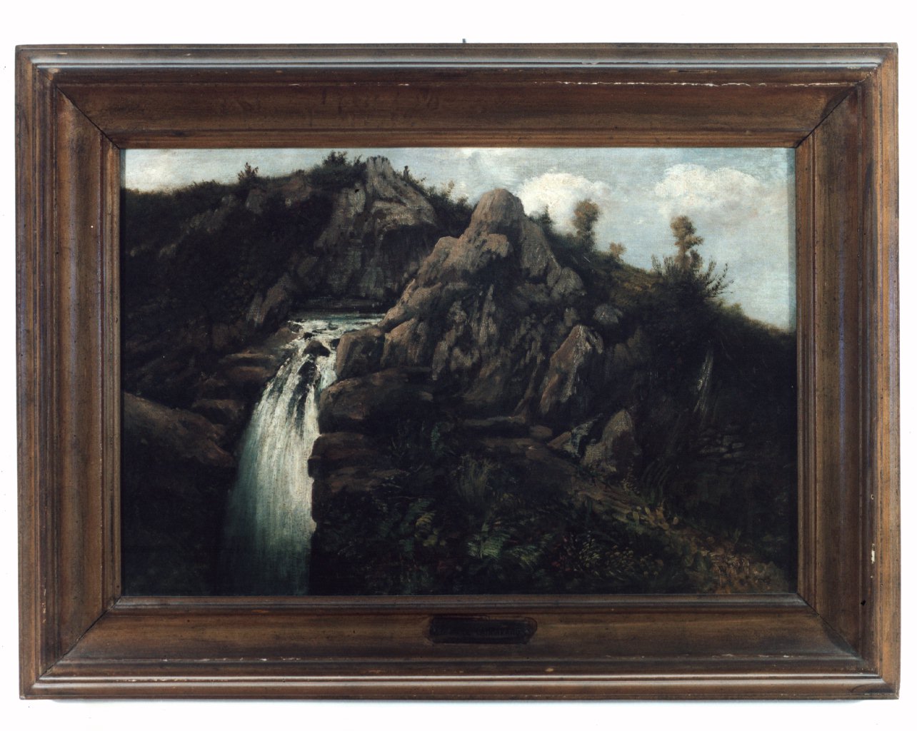 cascata fra le rocce, paesaggio (dipinto) di Cammarano Michele (secc. XIX/ XX)