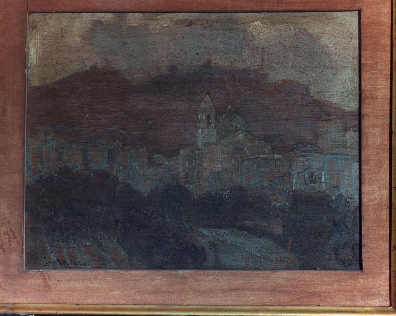prima della pioggia, paesaggio (dipinto) di Limauro Raffaele (primo quarto sec. XX)