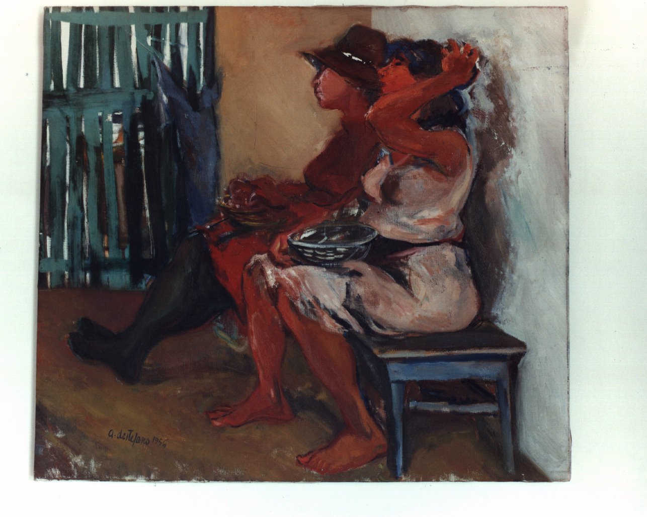 donne napoletane (dipinto) di De Stefano Armando (sec. XX)