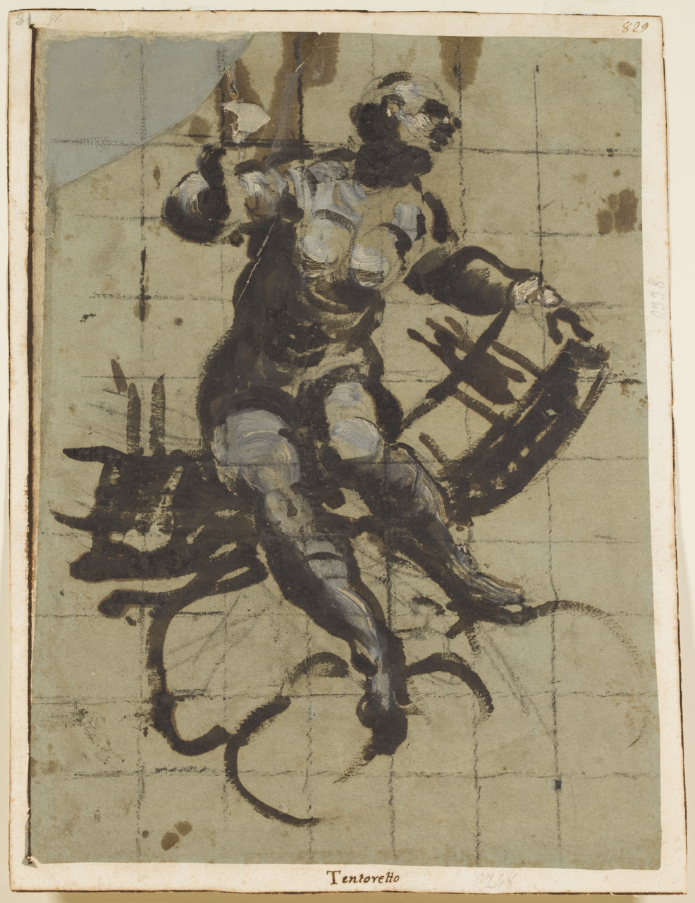 figura femminile seduta sulla ruota dello zodiaco (disegno) di Robusti Domenico detto Tintoretto (secc. XVI/ XVII)