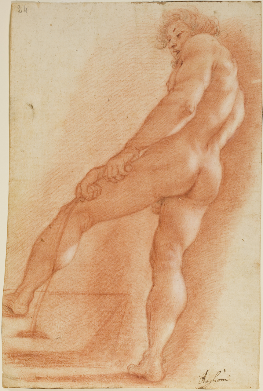 studio di nudo maschile (disegno) di Baglione Giovanni (secondo quarto sec. XVII)