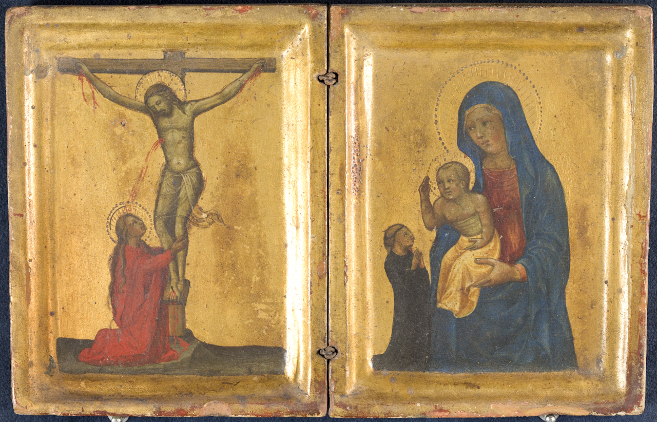 Madonna con bambino, Cristo crocifisso (dipinto) di Di Moro Ventura (bottega) (sec. XV)