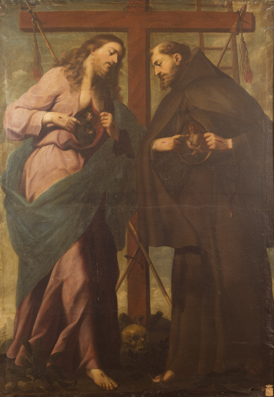 Gesù e San Francesco (dipinto) di Regolia Michele (sec. XVII)