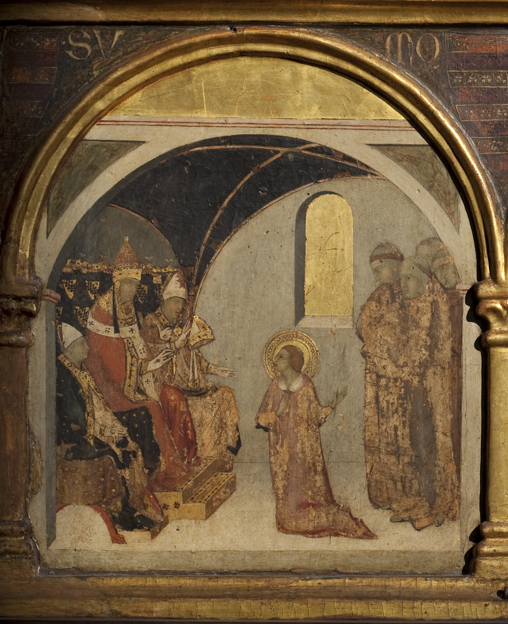 San Ludovico accetta il vescovato di Tolosa da papa Bonifacio VIII (dipinto, elemento d'insieme) di Martini Simone (sec. XIV)