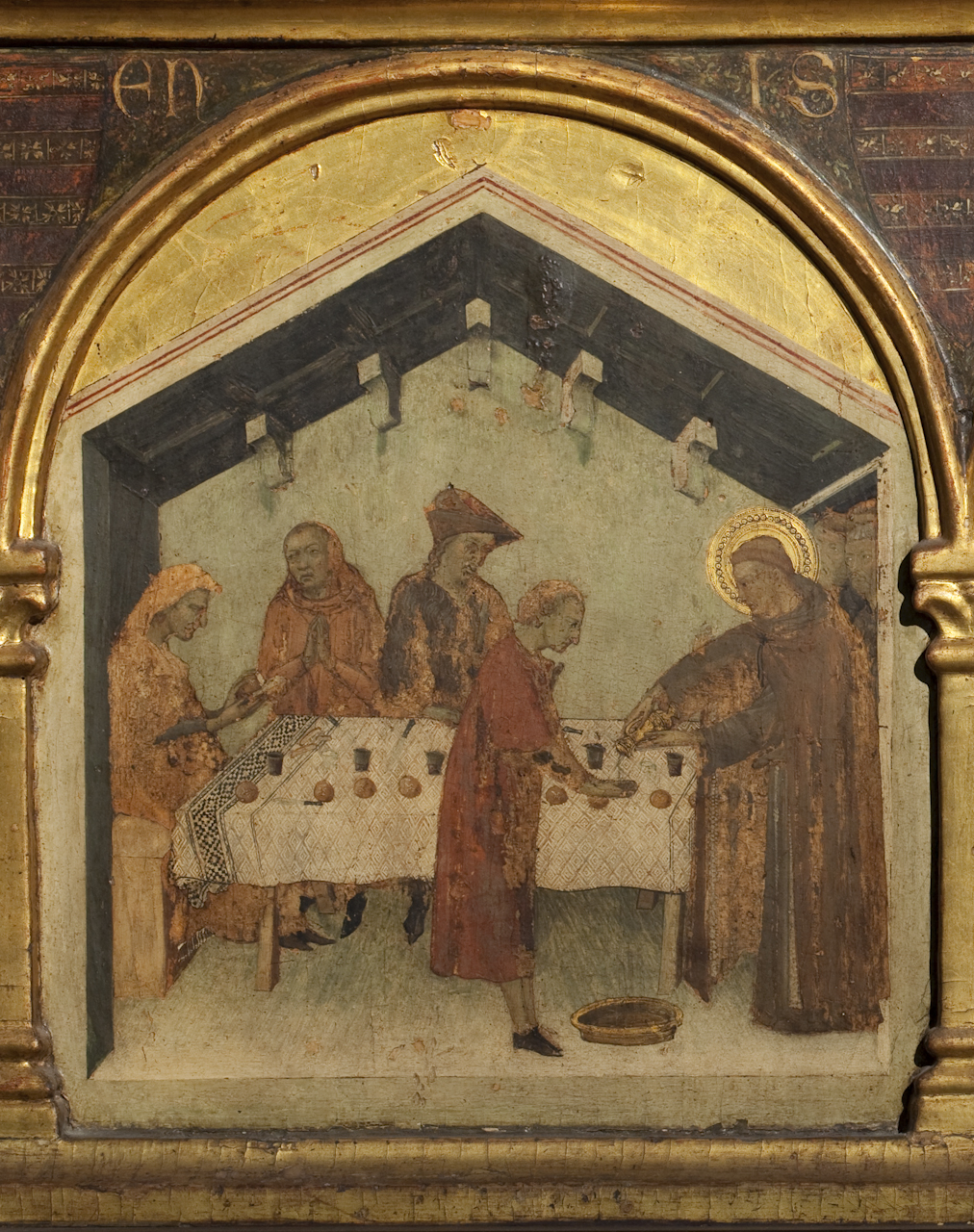 San Ludovico di Tolosa ospita i poveri (dipinto, elemento d'insieme) di Martini Simone (sec. XIV)