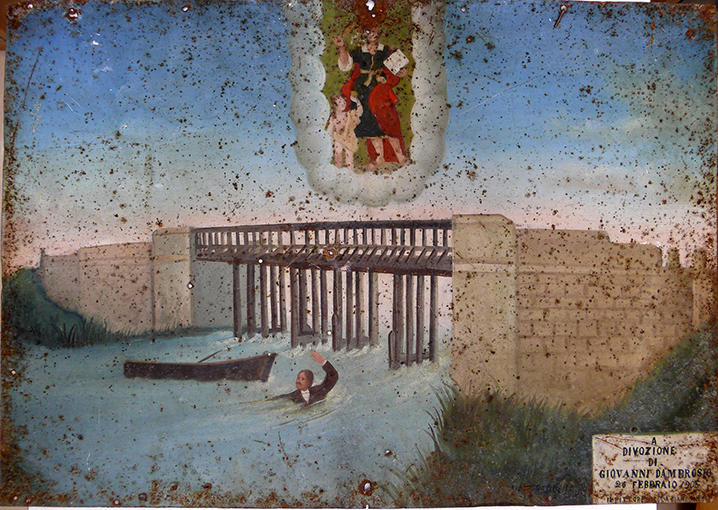 Incidente in barca (ex voto - tavoletta) di Fiandanese Nicola (Sec. XX)