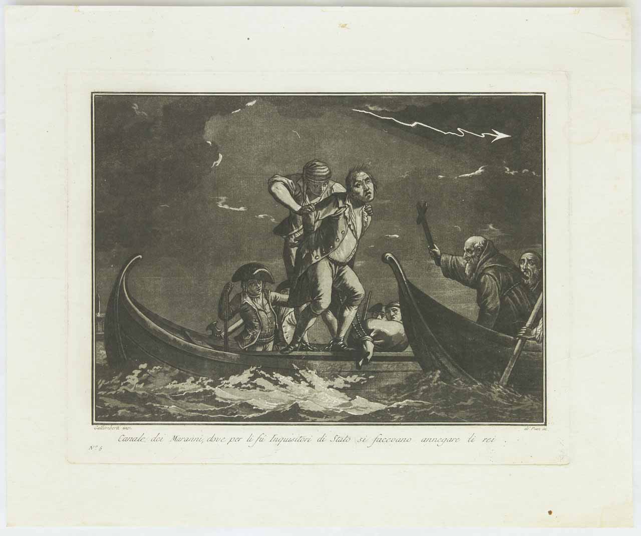 Esecuzione di un prigioniero per annegamento (stampa, serie) di De Pian Giovanni Maria, Galimberti Francesco - ambito veneto (sec. XVIII)