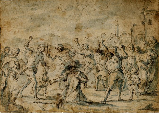 Lapidazione di Santo Stefano (disegno, opera isolata) di Brunetti Ciriaco (attribuito) - ambito molisano (metà XVIII)